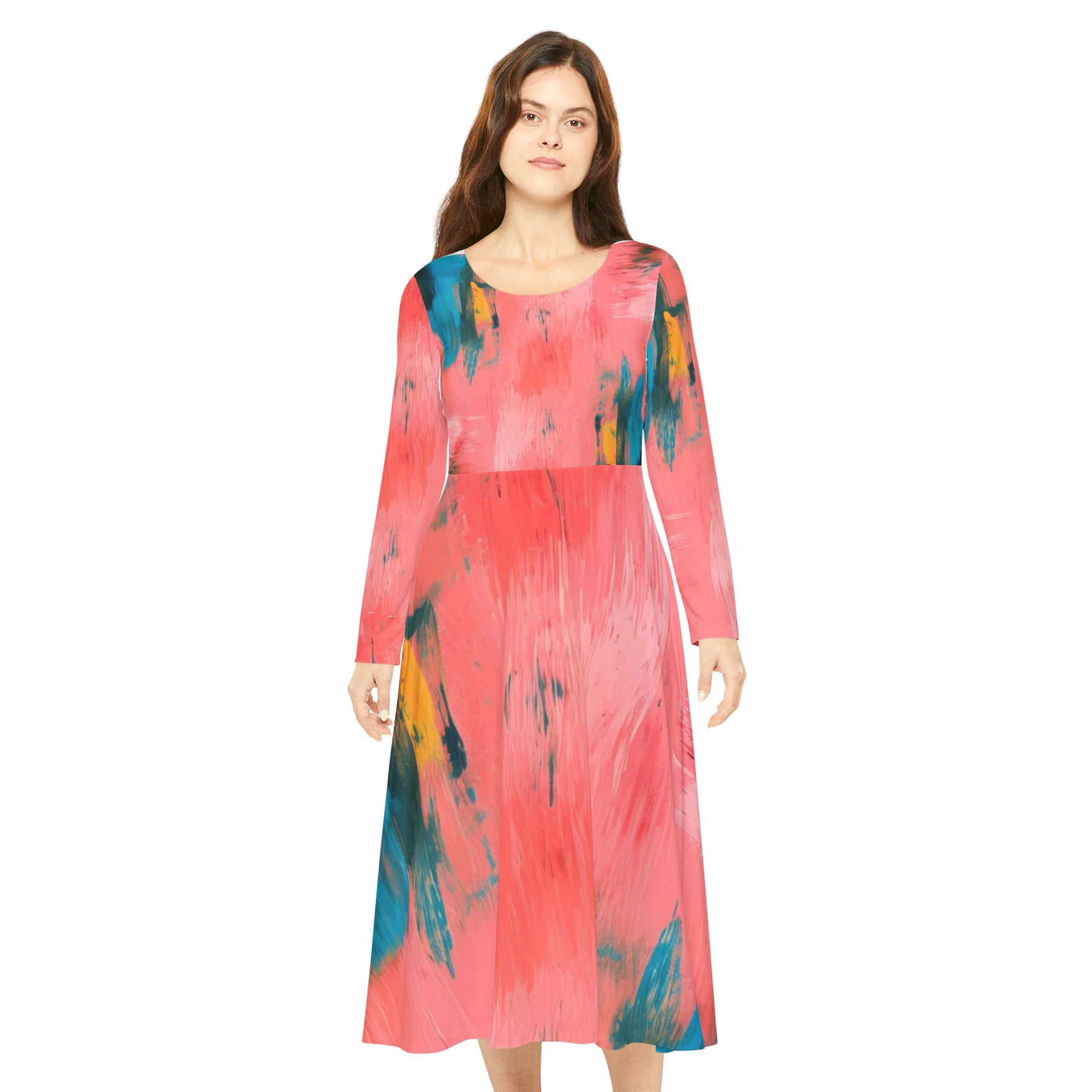 Colorful Paint Long Sleeve Dress (AOP)