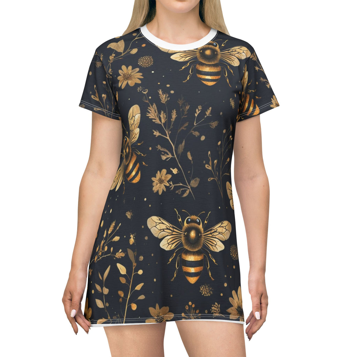 Golden Bee T-Shirt Dress (AOP)