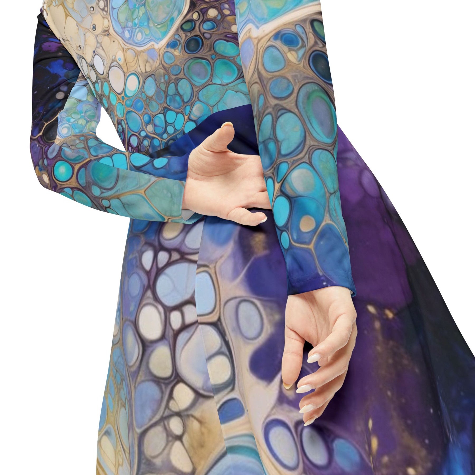 Sapphire Galaxy Long Sleeve Dress (AOP)