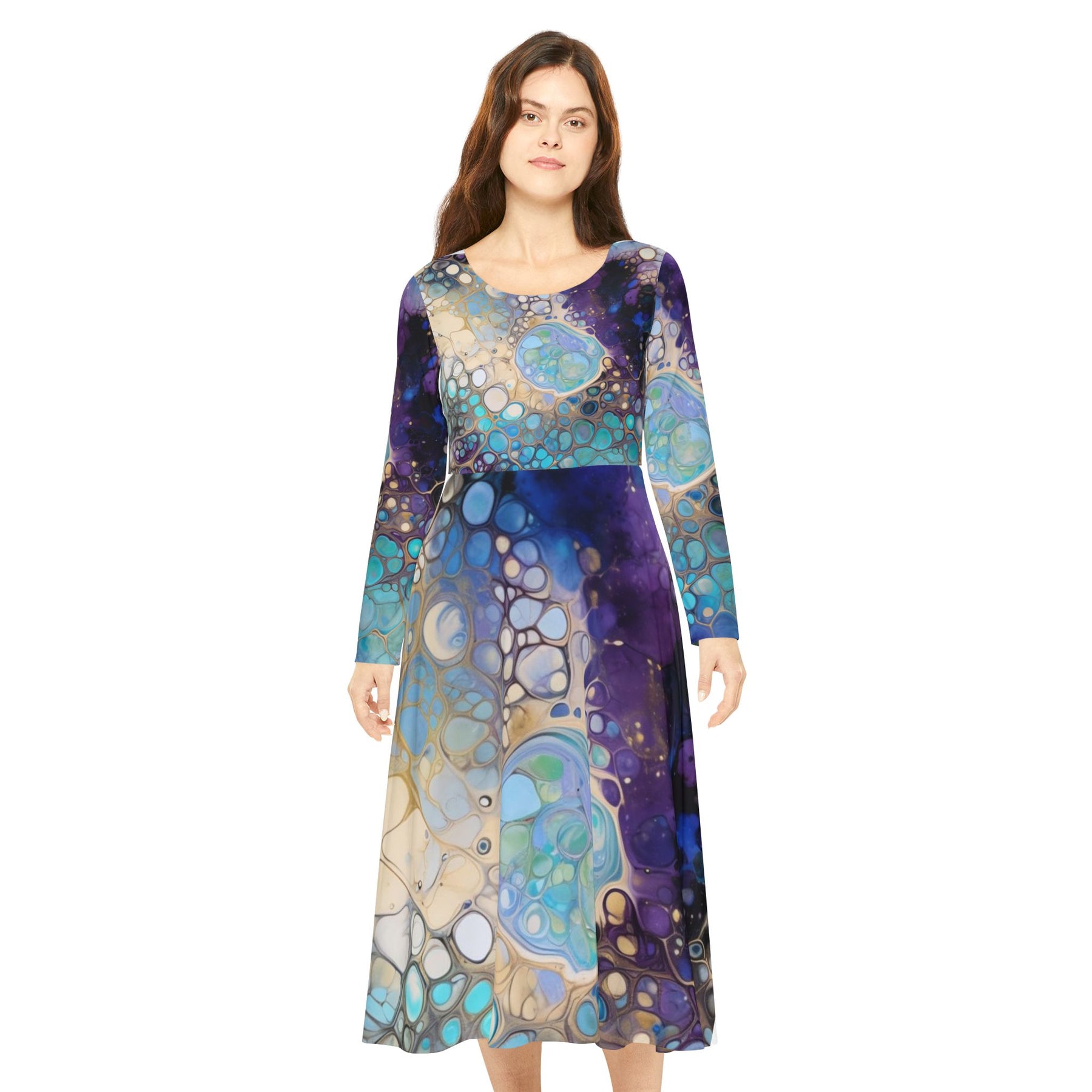 Sapphire Galaxy Long Sleeve Dress (AOP)