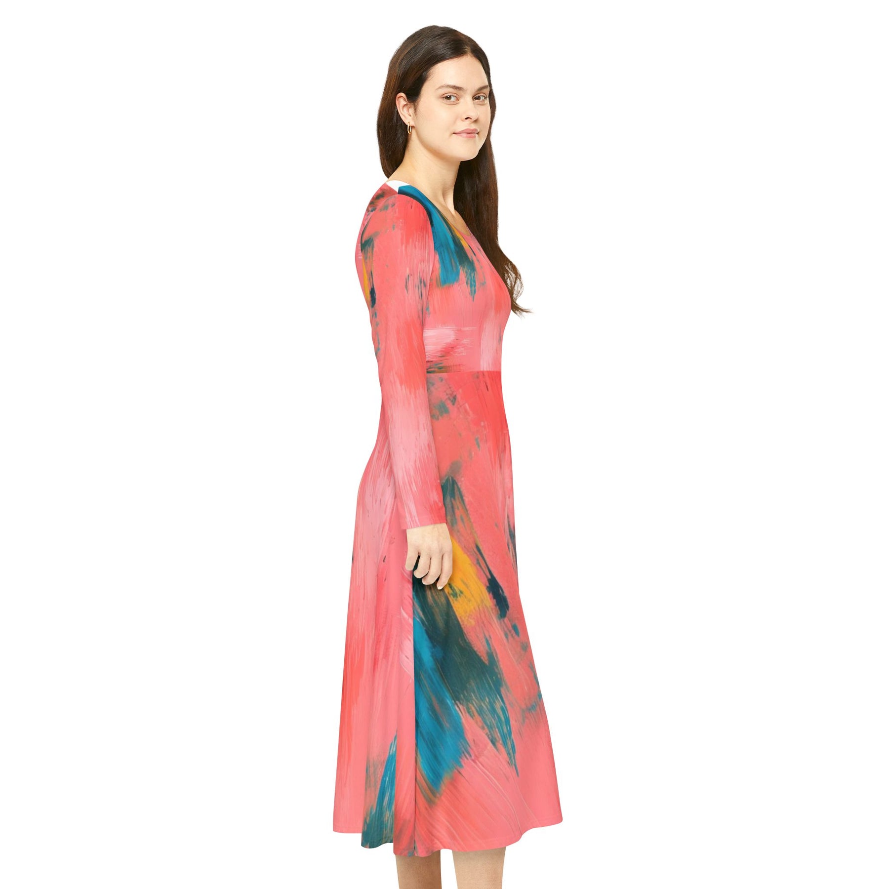 Colorful Paint Long Sleeve Dress (AOP)