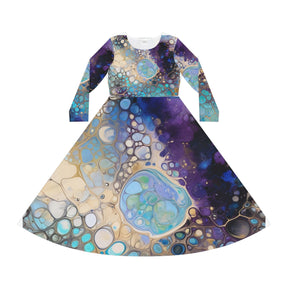 Sapphire Galaxy Long Sleeve Dress (AOP)