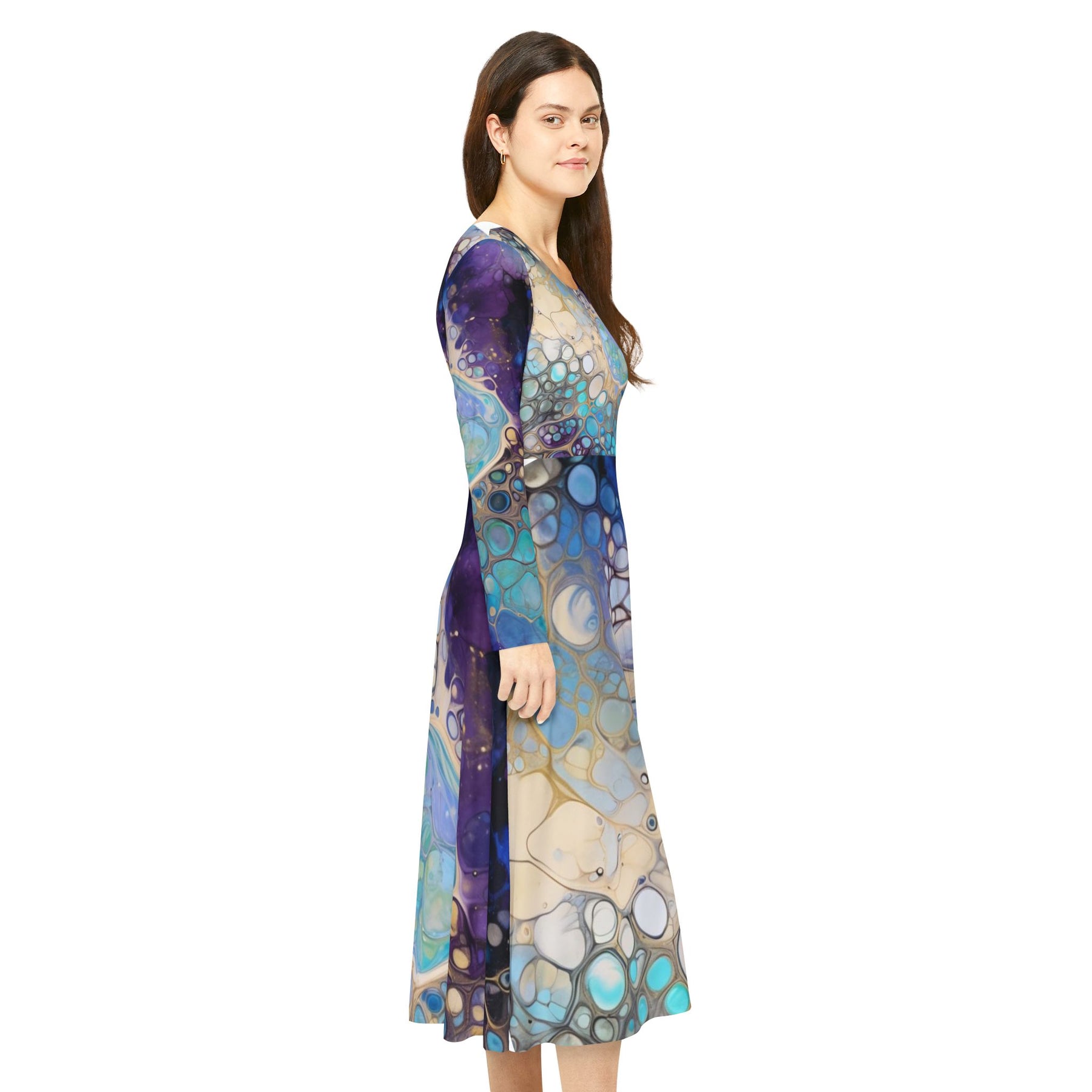 Sapphire Galaxy Long Sleeve Dress (AOP)