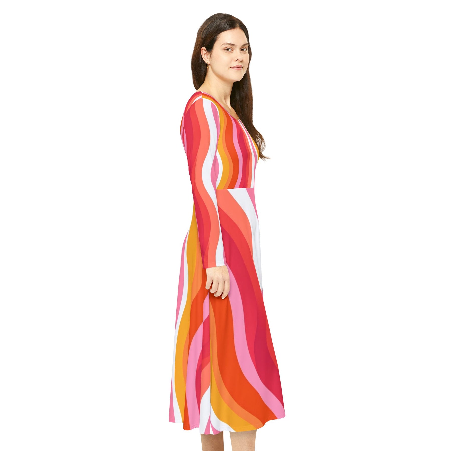 Colorful Stripes Long Sleeve Dress (AOP)