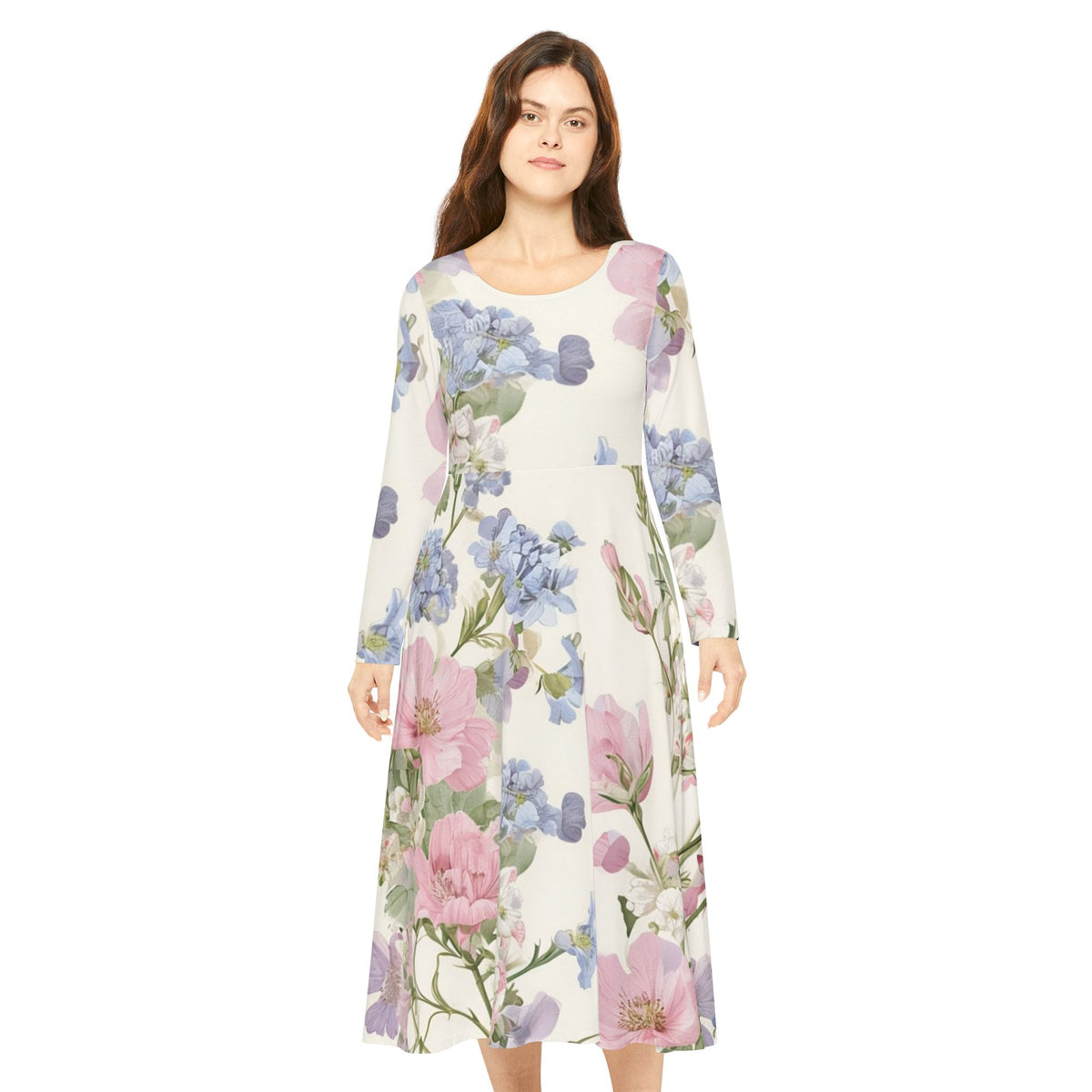 Women's  Flowery Long Sleeve Dress (AOP)