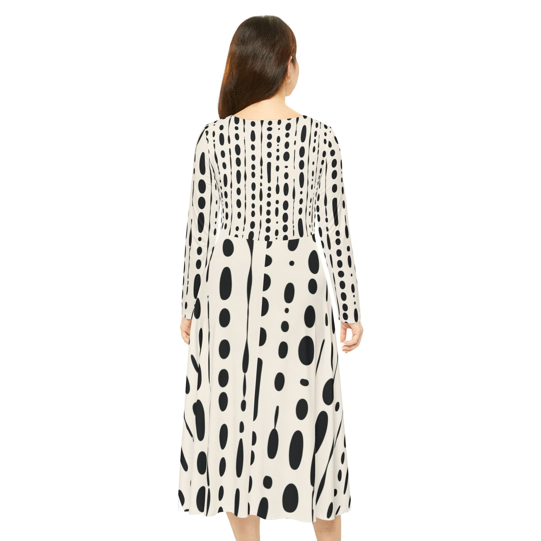 Black & White Long Sleeve Dress (AOP)