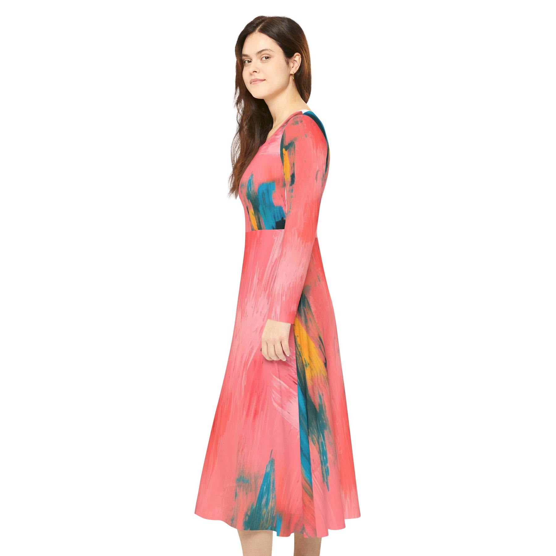 Colorful Paint Long Sleeve Dress (AOP)