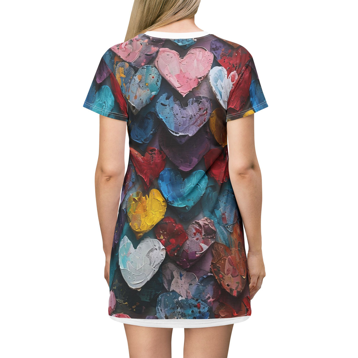 Rustic Hearts T-Shirt Dress (AOP)