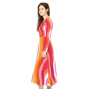 Colorful Stripes Long Sleeve Dress (AOP)