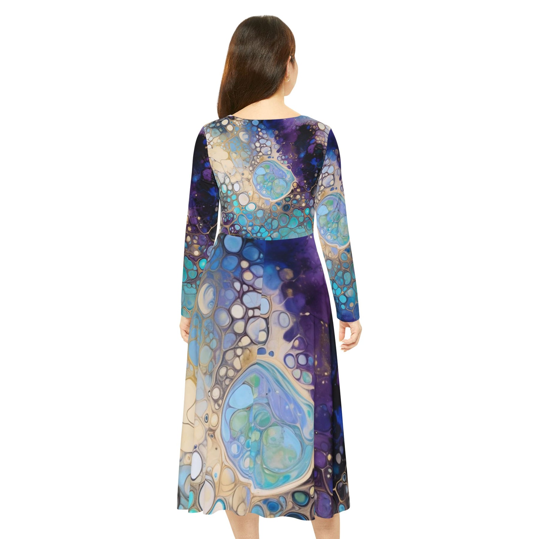 Sapphire Galaxy Long Sleeve Dress (AOP)